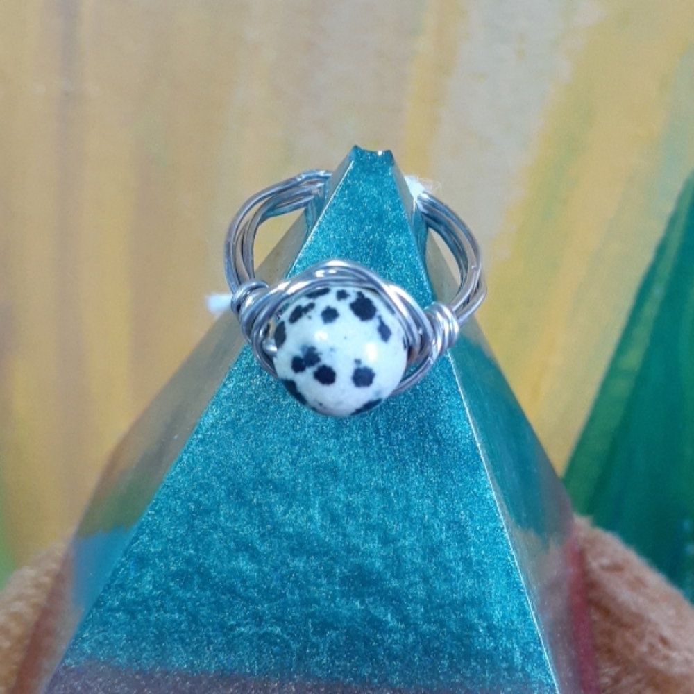 Dalmatian Jasper & Silver ring
